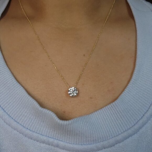 14Kt Gold 1.50 Ct Lab Grown Diamond Pendant Necklace - Picture 6 of 6